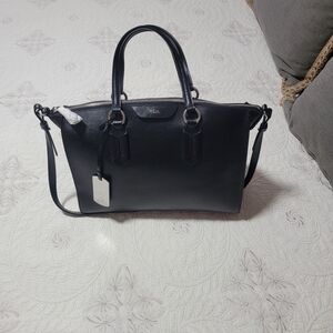 Black Leather Handbag By RALPH LAUREN